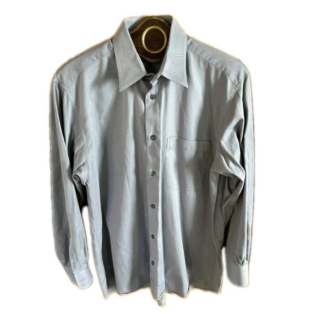 Mondo Di Marco Italy Gray Button Down Shirt 17-43/34-35 Fine Cotton Drycleaned